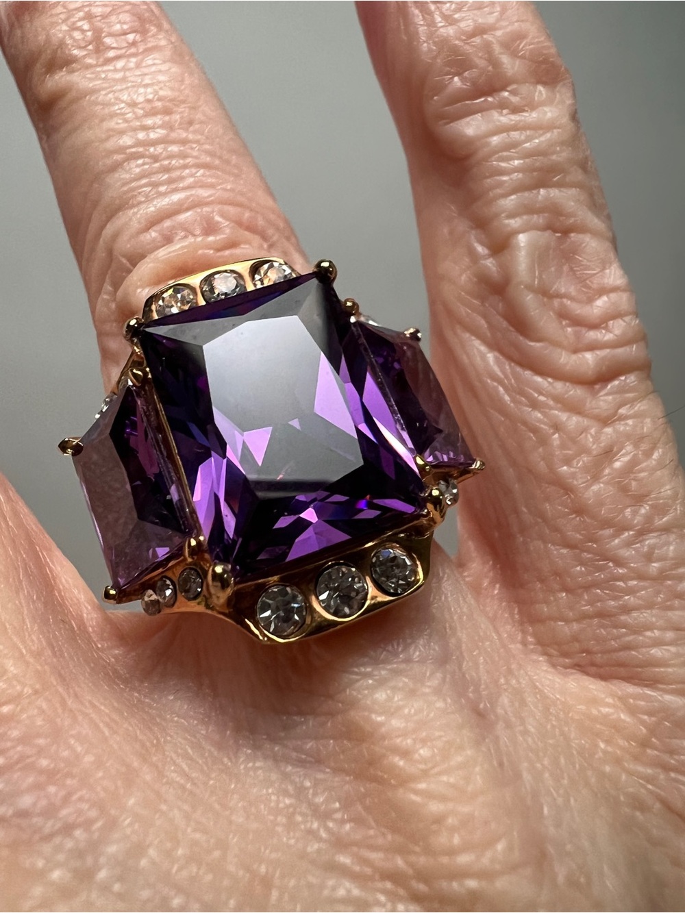 Estate Cocktail Amethyst Ring with cubic zirconia